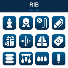 rib icon set. Vector illustrations related with Award, Quality and Kite