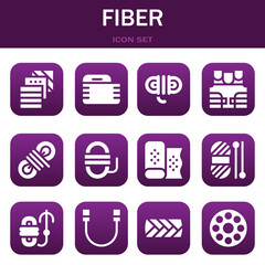 fiber icon set. Vector illustrations related with Fabric, Gauze and Rope