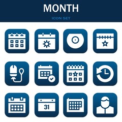 month icon set. Vector illustrations related with Calendar, Calendar and Breast
