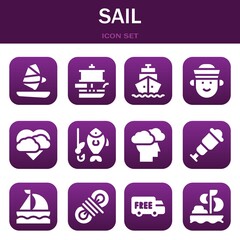 sail icon set. Vector illustrations related with Windsurf, Ship and Shipping
