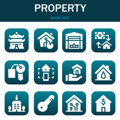 property icon set. Vector illustrations related with House, House and Hangar