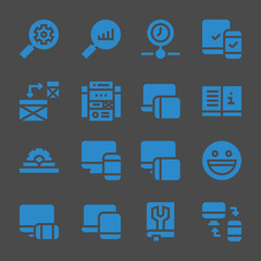 optimization web icons. Seo and Statistics, Responsive and Manual symbol, vector signs