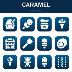 caramel icon set. Vector illustrations related with Ice cream, Ice cream and Ice cream