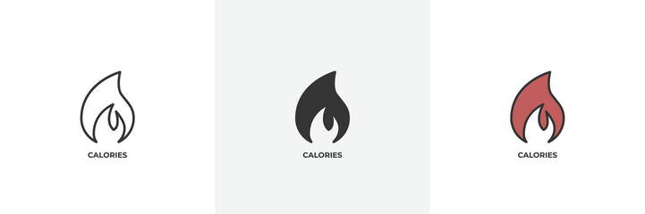 calories icon. Line, solid and filled outline colorful version, outline and filled vector sign. Idea Symbol, logo illustration. Vector graphics