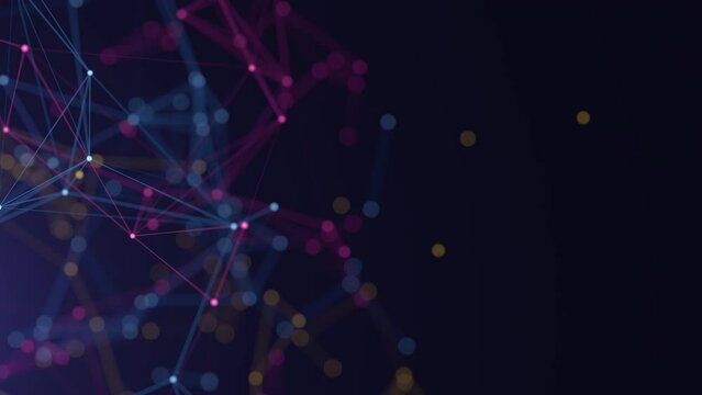 Abstract digital multi color network motion and light abstract background. Cyber or technology 4k loop