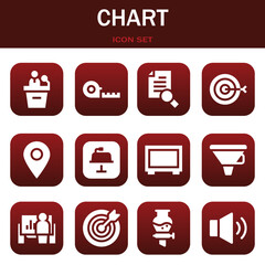chart icon set. Vector illustrations related with Presentation, Measuring tape and Research