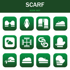 scarf icon set. Vector illustrations related with Mitten, Silk and Scarf