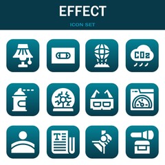 effect icon set. Vector illustrations related with Light, Vhs and Hologram