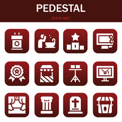 pedestal icon set. Vector illustrations related with Tribune, Basin and Podium