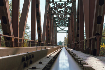 Railroad on the bridge over the river