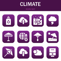 climate icon set. Vector illustrations related with Conditioner, Cloud and Glacier