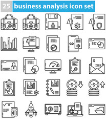 business analysis and data analysis icon set
