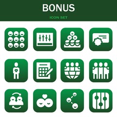 bonus icon set. Vector illustrations related with Friends, Levels and Friends