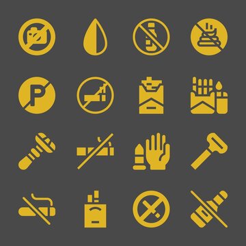 prohibition web icons. No photo and Negative, No poop and Cigarette symbol, vector signs