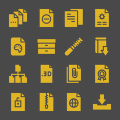 documents web icons. File and File, File and Download symbol, vector signs