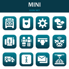 mini icon set. Vector illustrations related with Mail, Bib and Sun