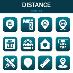 distance icon set. Vector illustrations related with Location, Rulers and Location