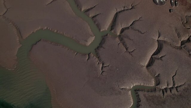 Aerial Drone of Mudflat Beach in Korea Daytime