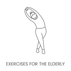 Exercises for the elderly, vector line icon.