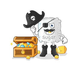 sugar sack pirate with treasure mascot. cartoon vector