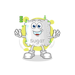 sugar sack full battery character. cartoon mascot vector