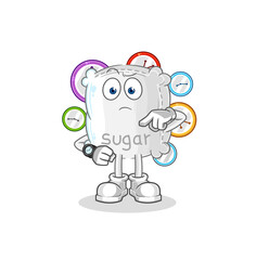 sugar sack with wristwatch cartoon. cartoon mascot vector