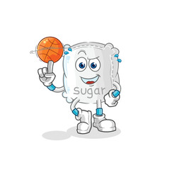sugar sack playing basket ball mascot. cartoon vector