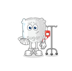 sugar sack sick in IV illustration. character vector
