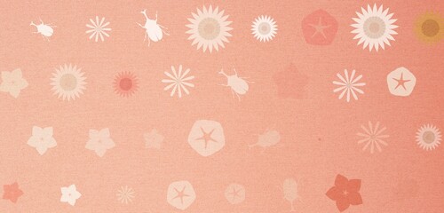 Summer flowers feat. beetles. 薄いオレンジ