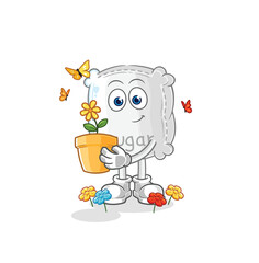 sugar sack with a flower pot. character vector