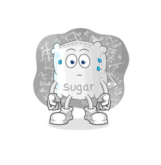 sugar sack thinking hard vector. cartoon character