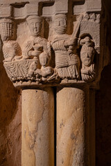 asesinato de San Juan Bautista, Monasterio de San Juan de Duero, arquitectura románica castellana, siglo XII ,  Soria, Comunidad Autónoma de Castilla, Spain, Europe