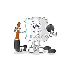 sugar sack playing hockey vector. cartoon character