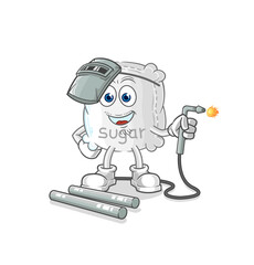 sugar sack welder mascot. cartoon vector