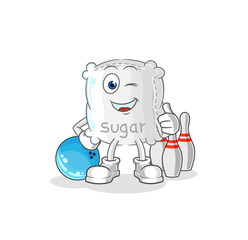 sugar sack play bowling illustration. character vector