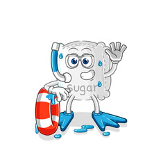 sugar sack swimmer with buoy mascot. cartoon vector