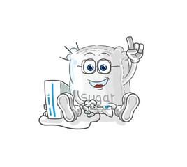 sugar sack playing video games. cartoon character