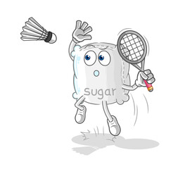 sugar sack smash at badminton cartoon. cartoon mascot vector