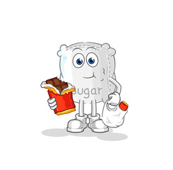 sugar sack eat chocolate mascot. cartoon vector