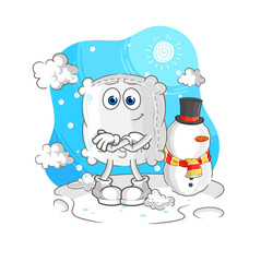 sugar sack in cold winter character. cartoon mascot vector