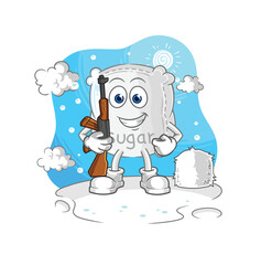 sugar sack soldier in winter. character mascot vector