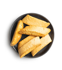 Sweet anicini cookies. Italian biscotti with anise flavor isolated on white background.