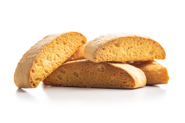 Sweet anicini cookies. Italian biscotti with anise flavor isolated on white background.