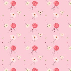 Art & Illustration Floral pattern. Abstraction on pink. Factory textiles.
