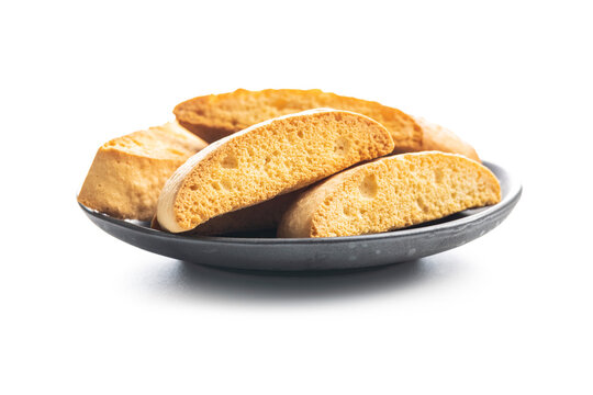 Sweet anicini cookies. Italian biscotti with anise flavor isolated on white background.
