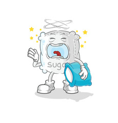 sugar sack yawn character. cartoon mascot vector