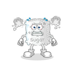 sugar sack very angry mascot. cartoon vector