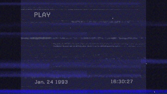 Animation of glitch over navy video tape