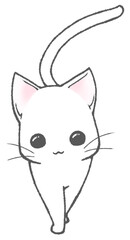 こちらに向かって歩く白猫