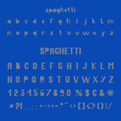 Spaghetti outline font glyphs letters alphabet